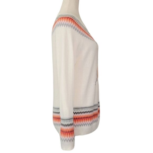 Talbots Cream Reindeer Fair Isle Long Sleeve Sweater Size S - Picture 3 of 8